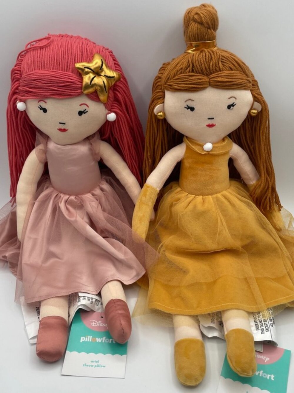 Disney Pillowfort Ariel and Belle Throw Pillow Stuffed Plush Doll - NWT